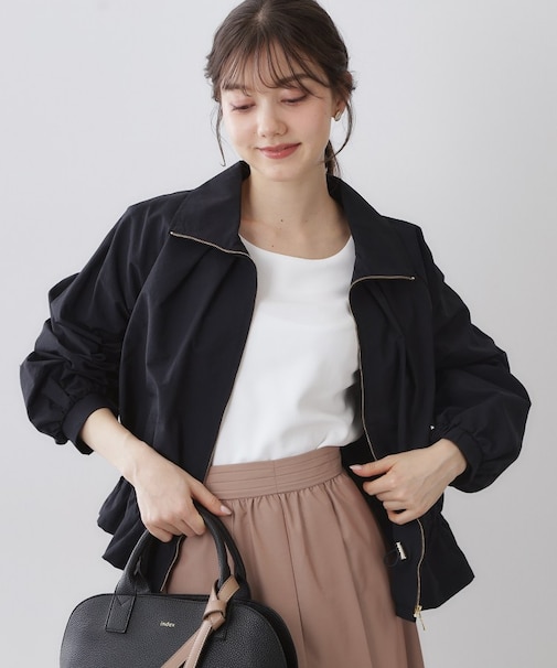 スタンドカラーペプラムブルゾン【洗濯機OK】