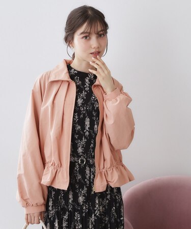 スタンドカラーペプラムブルゾン【洗濯機OK】