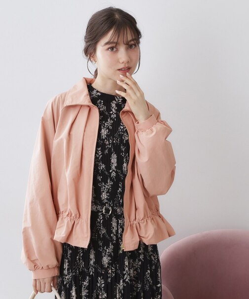 スタンドカラーペプラムブルゾン【洗濯機OK】