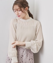 エアリープリーツスタンドカラーブラウス【洗濯機OK/イージーアイロン/防シワ】《5col》