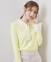 バイカラーボウタイパール調ニット【洗濯機OK】