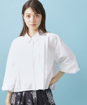ブロード短丈タックシャツ【洗濯機OK】《5col》