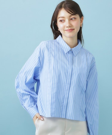 ブロード短丈タックシャツ【洗濯機OK】《5col》