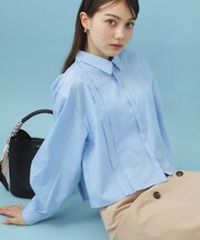 ブロード短丈タックシャツ【洗濯機OK】《5col》