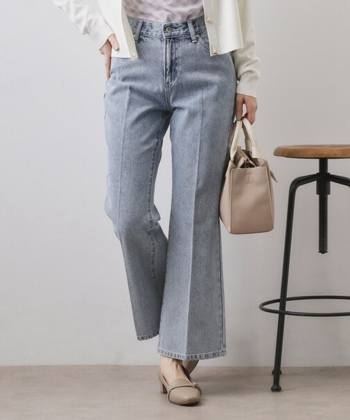 セルロース混フレアデニムパンツ【洗濯機OK】