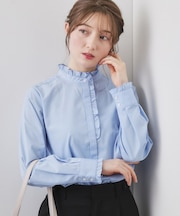 ブロードフロントフリルブラウス【洗濯機OK】《5col》