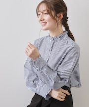 ブロードフロントフリルブラウス【洗濯機OK】《5col》