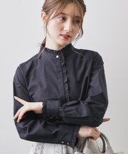 ブロードフロントフリルブラウス【洗濯機OK】《5col》