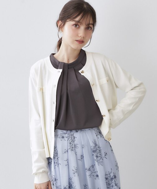 ボクシークルーネックカーディガン【洗濯機OK】《5col》