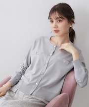 ボクシークルーネックカーディガン【洗濯機OK】《5col》