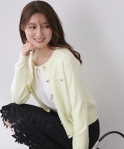 ボクシークルーネックカーディガン【洗濯機OK】《5col》