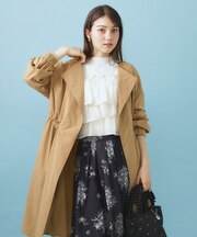 ヴィンテージクロスノーカラーロングコート【洗濯機OK/ストレッチ/イージーアイロン】