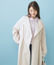 ヴィンテージクロスノーカラーロングコート【洗濯機OK/ストレッチ/イージーアイロン】