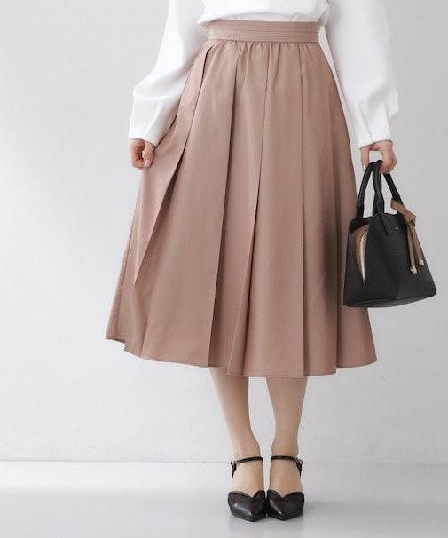 ポリシャンブレータックフレアスカート【洗濯機OK】