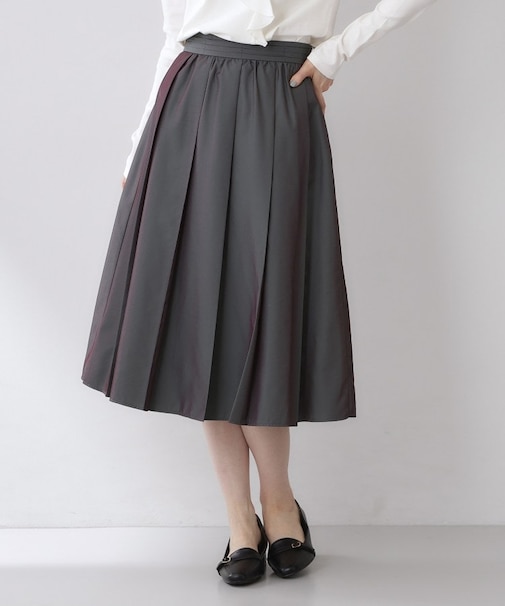ポリシャンブレータックフレアスカート【洗濯機OK】