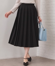 ビット付きダブルプリーツスカート【洗濯機OK／イージーアイロン】