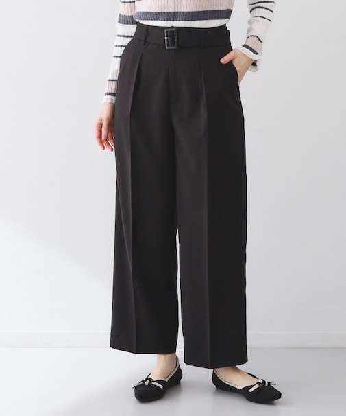 ストレッチワイドストレートパンツ/セットアップ対応【洗濯機OK/吸水速乾】