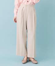 フロントラップ風ハイウエストワイド【洗濯機OK／イージーアイロン／ストレッチ】