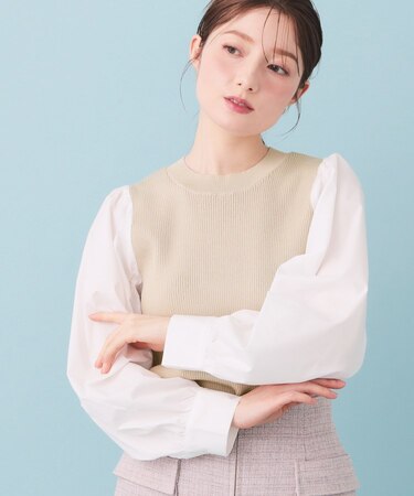 シャーリングドッキングニット【洗濯機OK】