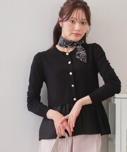 ペプラムレイヤード多釦カーディガン【洗濯機OK】