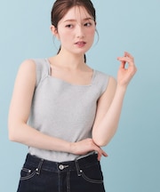 2Wayスクエアネックニットタンク【洗濯機OK/坑ピル】