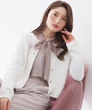 ラメリリーボクシーショートカーディガン【洗濯機OK】