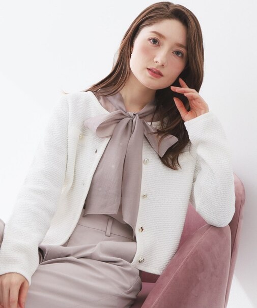 ラメリリーボクシーショートカーディガン【洗濯機OK】