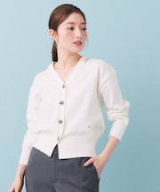 ラメリリースリットVネックカーディガン【洗濯機OK】