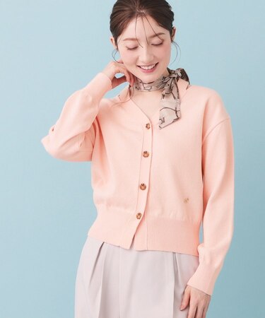 ラメリリースリットVネックカーディガン【洗濯機OK】