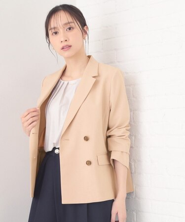 セットアップ対応 ダブルブレストジャケット【ウォッシャブル・接触冷感・吸水速乾・防シワ・ストレッチ】