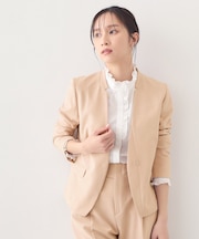 ノーカラージャケット/セットアップ対応可【洗える/接触冷感/吸水速乾/防シワ/ストレッチ】