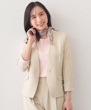 ノーカラージャケット/セットアップ対応可【洗える/接触冷感/吸水速乾/防シワ/ストレッチ】