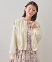 マイクロリサイクルポリエステルノーカラーブルゾン【洗濯機OK／接触冷感／防シワ】