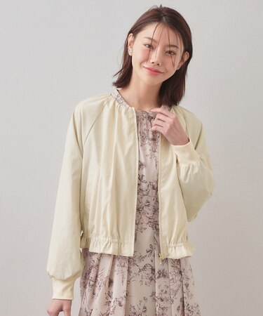 マイクロリサイクルポリエステルノーカラーブルゾン【洗濯機OK／接触冷感／防シワ】