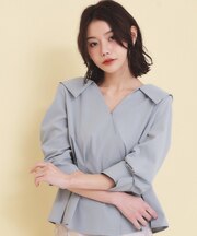 変形カシュクールタックシャツ【洗濯機OK／ストレッチ】