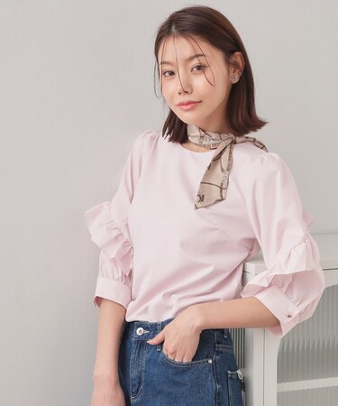 フリルスリーブドッキングポンチトップス【洗濯機OK】