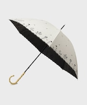 【晴雨兼用】バンブーハンドルフラワー刺繍長傘
