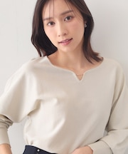 フロントパーツ付きドルマンスリーブニット【洗濯機OK／抗ピリング】