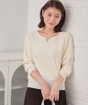 フロントパーツ付きドルマンスリーブニット【洗濯機OK／抗ピリング】