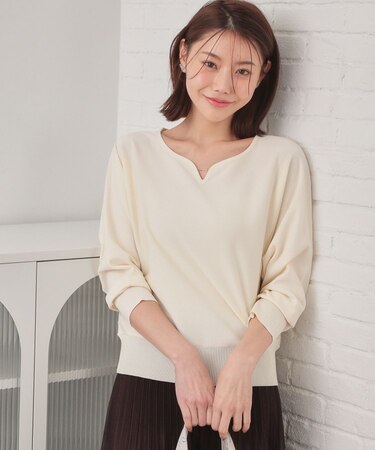 フロントパーツ付きドルマンスリーブニット【洗濯機OK／抗ピリング】