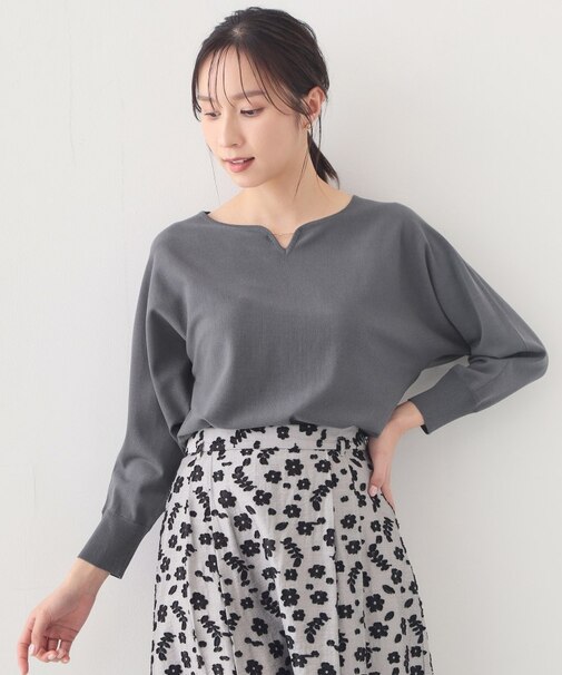 フロントパーツ付きドルマンスリーブニット【洗濯機OK／抗ピリング】