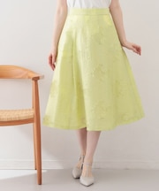 フラワーカットジャカードタックフレアスカート【洗濯機OK／イージーアイロン】