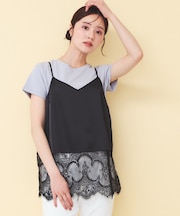 サテンレースキャミソール【洗濯機OK】