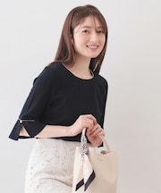 フレアスリーブバイカラートップス【洗濯機OK・接触冷感・UVケア】