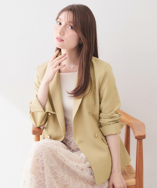 多機能ダブルブレストテーラードジャケット【洗濯機OK/接触冷感/吸水速乾/イージーアイロン/防シワ】