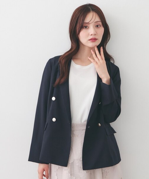 多機能ダブルブレストテーラードジャケット【洗濯機OK・接触冷感・吸水速乾・イージーアイロン・防シワ】
