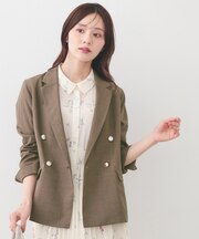 多機能ダブルブレストテーラードジャケット【洗濯機OK・接触冷感・吸水速乾・イージーアイロン・防シワ】