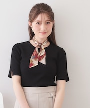 ラメリブ半袖ニット【洗濯機OK】