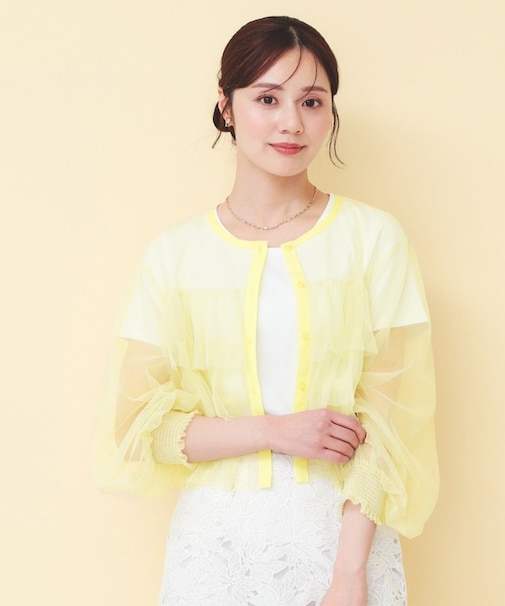 チュール3段フリルカーディガン【洗濯機OK】