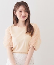 ギャザーチュールスリーブニット【洗濯機OK／坑ピル】